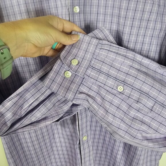 Eddie Bauer Mens Plaid Purple Button Down Shirt Sz XL Wrinkle Resistant Relaxed - Picture 6 of 8